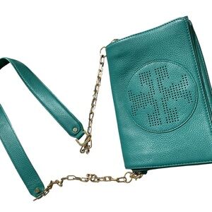 Tory Burch Teal Leather Crossbody Bag